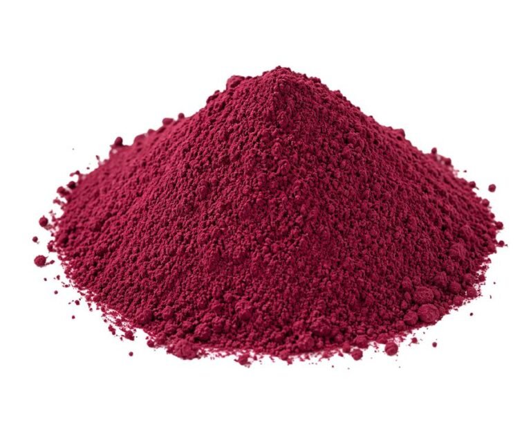 Beet flour on white background