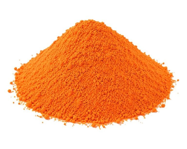 Carrot flour on white background