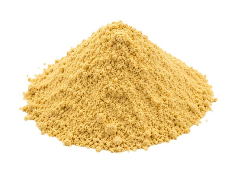 Ginger flour on white background