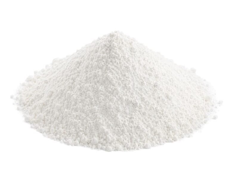 White rice flour on white background